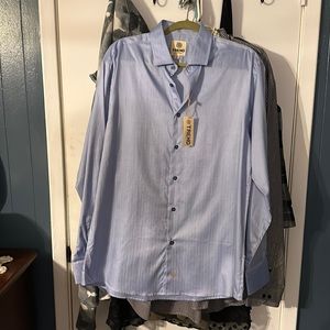 Pit to pit 23”. Mens blue long sleeve Trend button up shirt. NWT